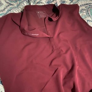 XXL burgundy Figs, kade pants and mandarin top